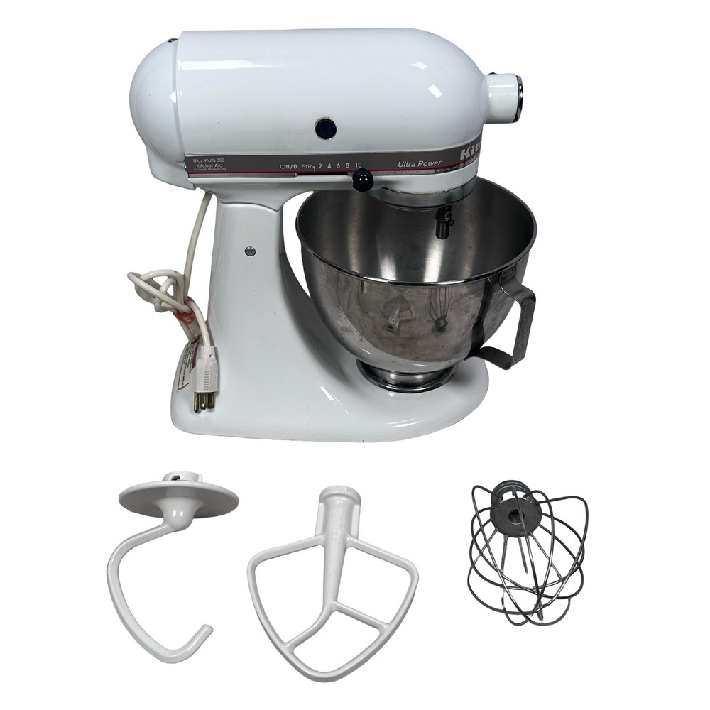 KitchenAid Ultra Power Stand Mixer White 300W 4KSM90PSWH Tilt KSM90 Attachments